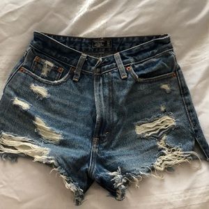 Distressed jean shorts